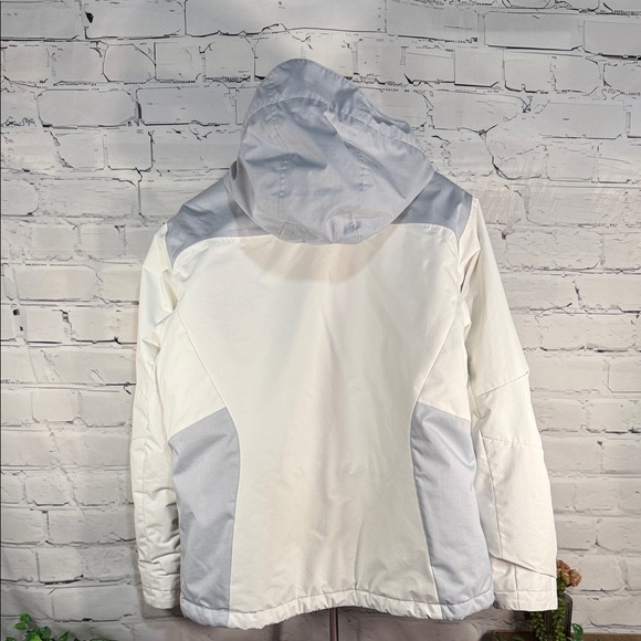 COLUMBIA Women's Tipton Peak Hooded Insulated Jacket White Gray OMNI TECH - Picture 2 of 12